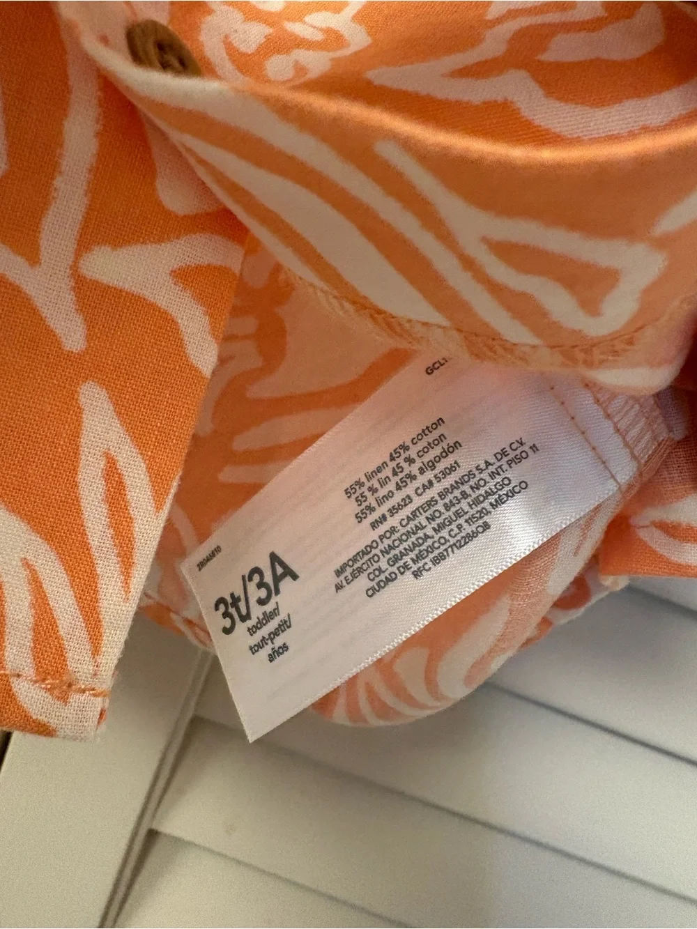 Carter's Orange & White Tropical Button-Front Shirt - Kids